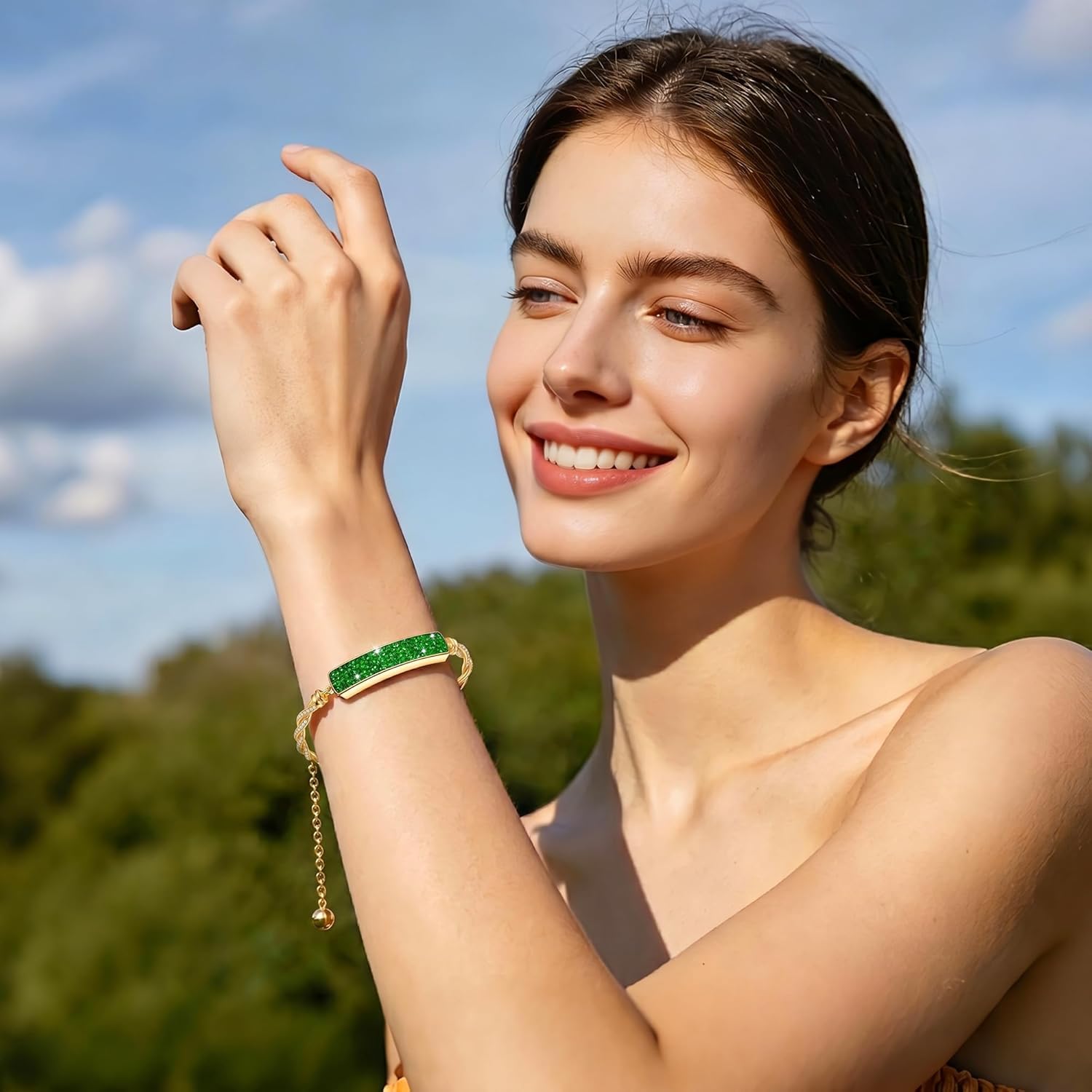 Braccialetto intelligente 2 in 1 con cristalli intarsiati per donne, braccialetto fitness tracker con frequenza cardiaca, monitoraggio del sonno e del ciclo, impermeabile IP68, cinturini