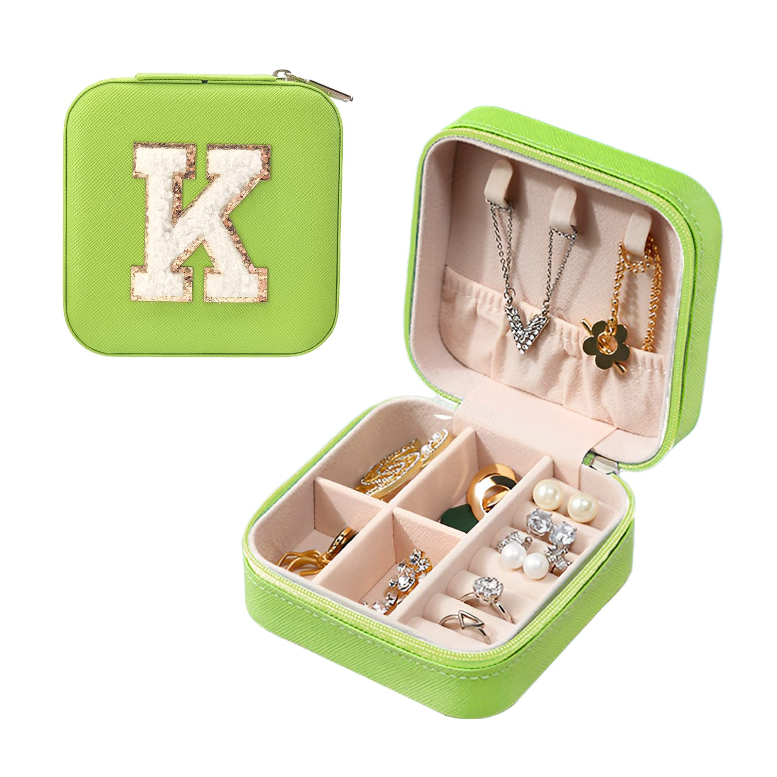 Jewelry Organizer Box, Small Jewelry Box, Travel Jewelry Case for Ring, Pendant, Earring, Necklace, Gift Box for Girls/Women (K)