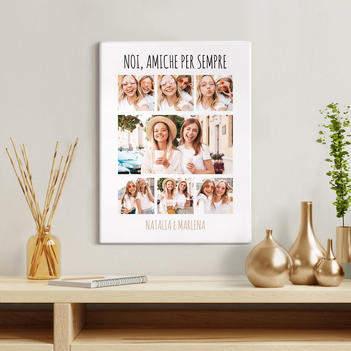 Maverton Quadro con foto - stampa personalizzata - foto e scritte personalizzate - tela con fotografie grande o piccola - pensiero originale donna per compleanno - amiche - 30 x 40 cm