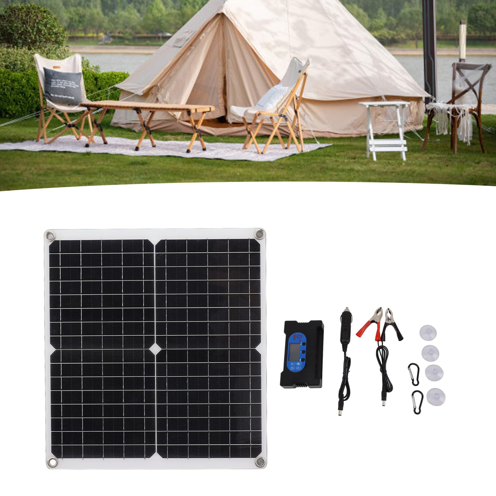 Modulo pannello solare da 25 W con controller da 100 A, caricabatterie solare ad alta efficienza per camper, campeggio, silicone monocristallino, installazione facile, kit completo