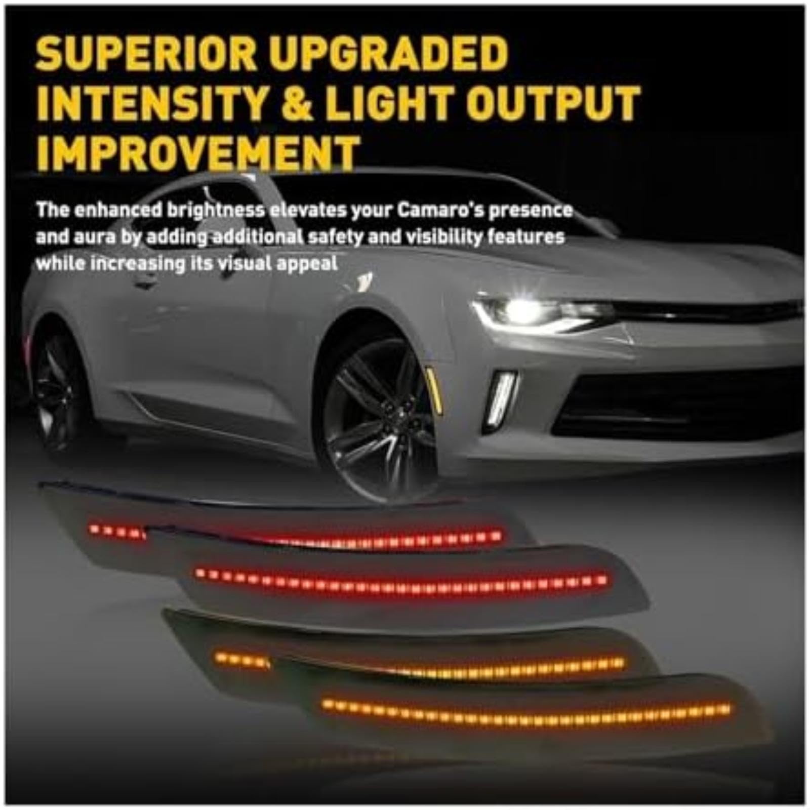 Lampka kontrolna w lusterku bocznym, dla Chevroleta, dla Camaro, 2016-2021 Światła obrysowe Żółty Czerwony 4 szt. Przednia tylna lampa LED na błotniku Akcesoria samochodowe (4Pcs White)