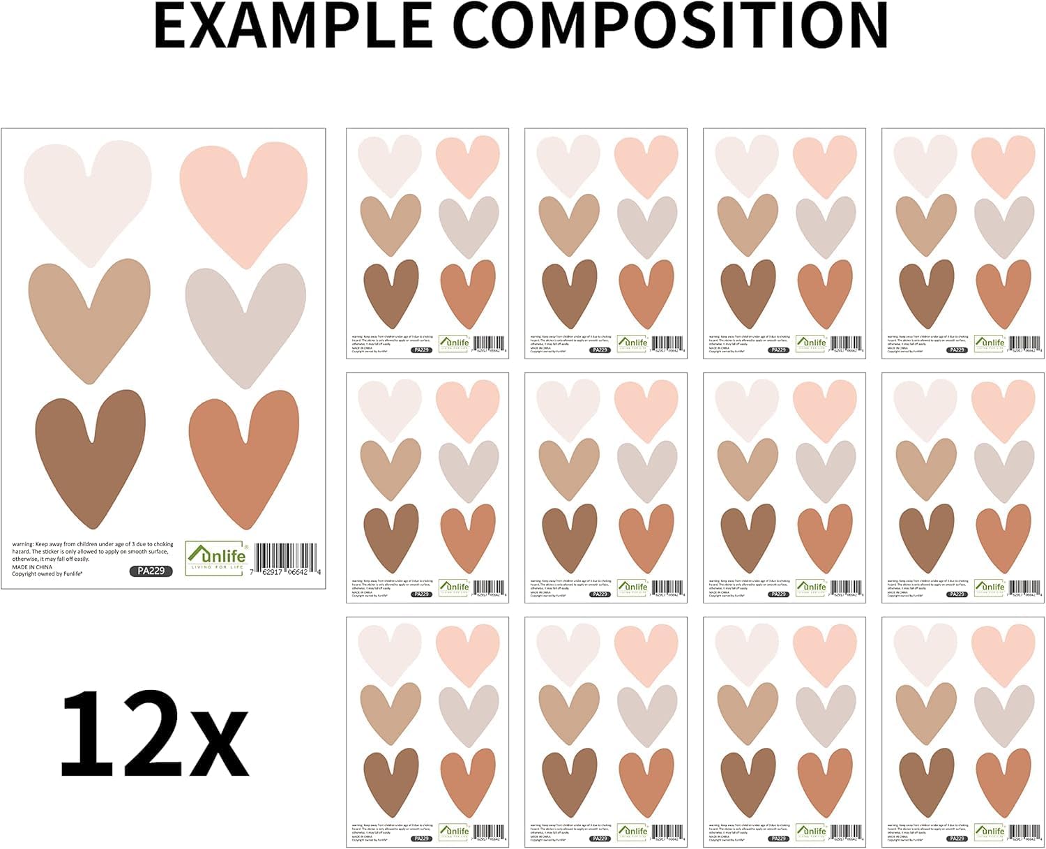 Large Fabric Boho Rainbow Wall Mural Decals, Heart Wall Stickers Peel and Stick, Watercolor Pink Rainbow Wall Art Stickers for Girls Bedroom, Kids Wall Sticker Decor Playroom, 87.4" x 46.47"