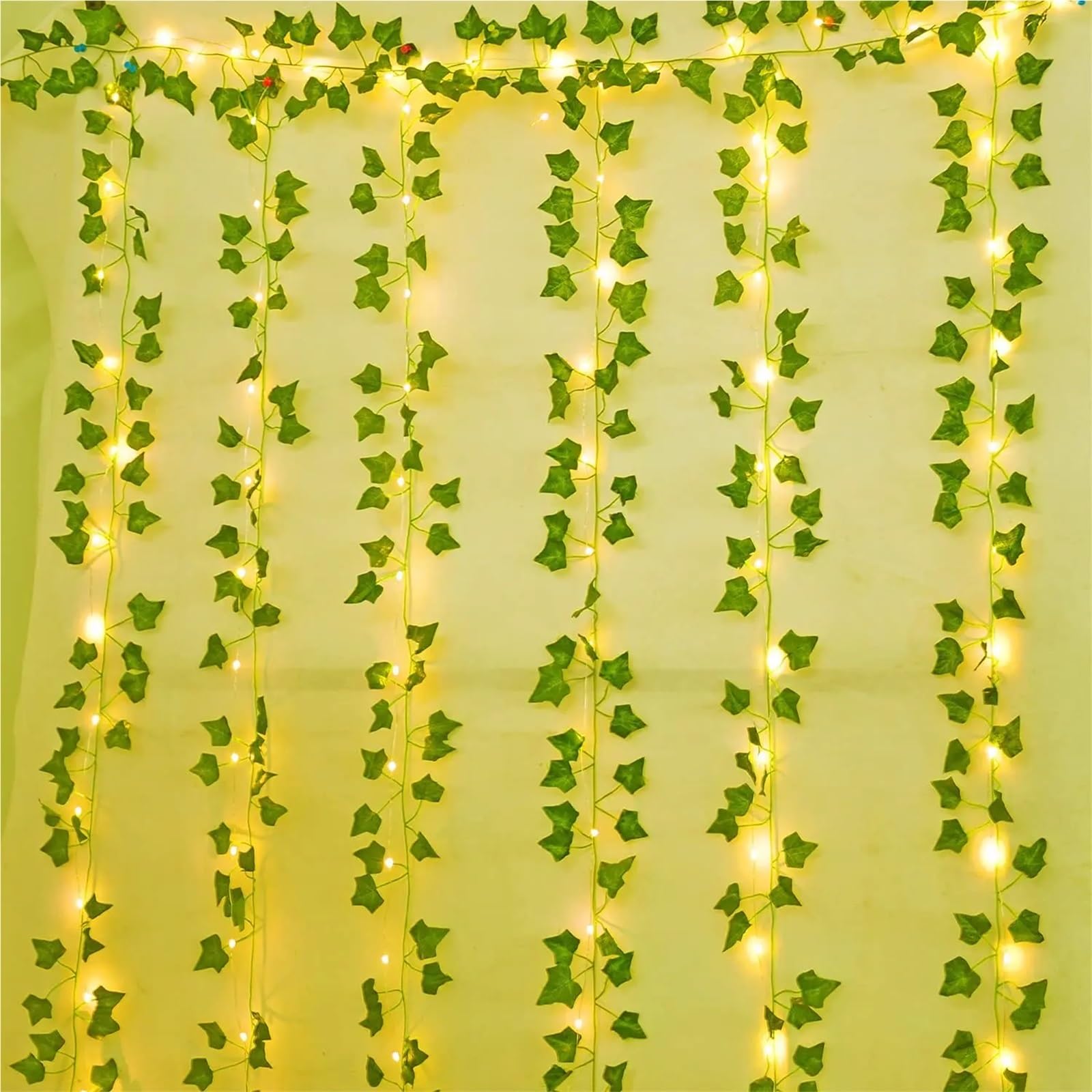 Enredadera Artificial de Hiedra 1/5/12 piezas de plantas artificiales de hiedra verde, guirnalda colgante de enredadera, flores de follaje falso, decoración de pared for el hogar, la cocina, el jardín