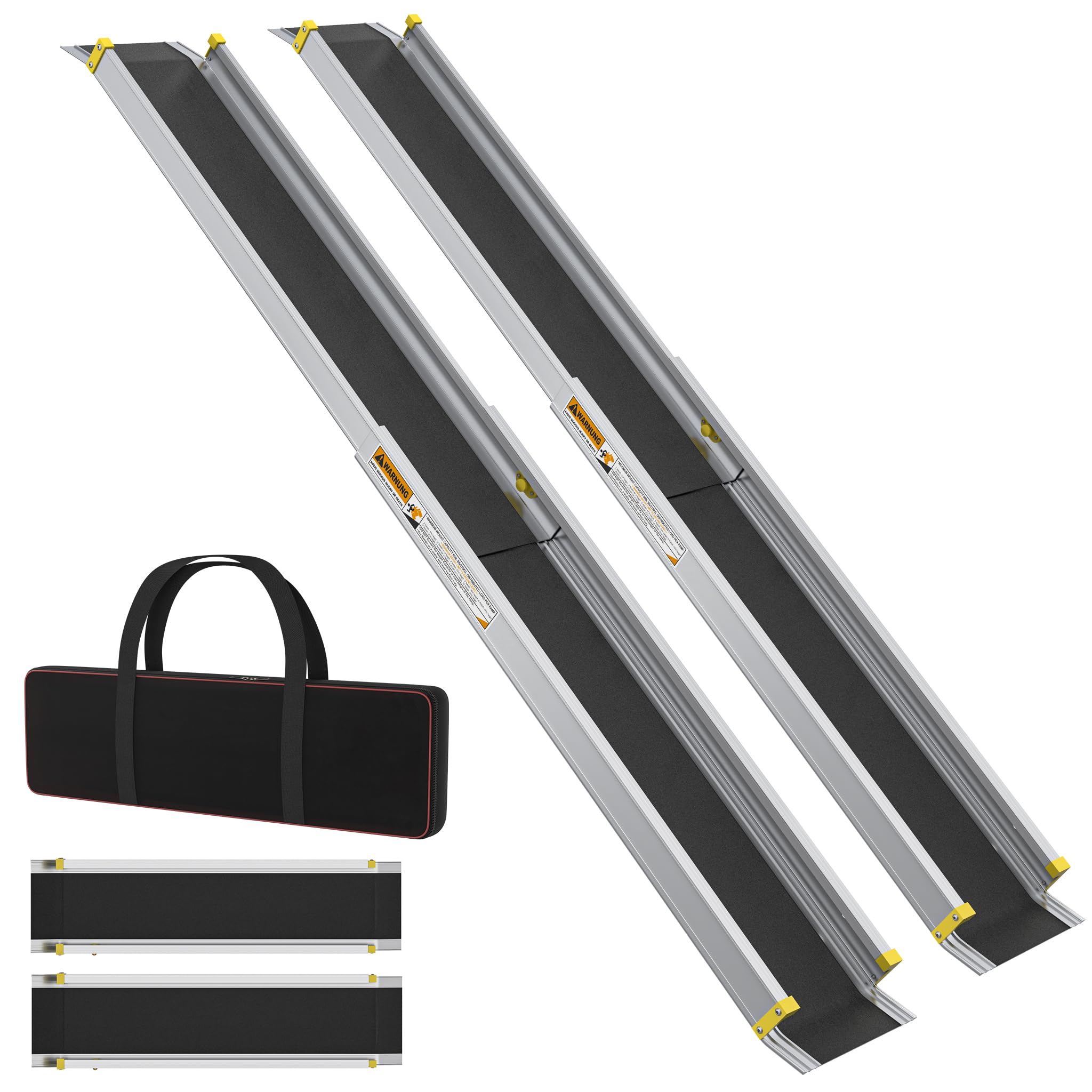 SUBTLETY Rampas para sillas de ruedas y scooters, 91-152 cm, extensibles, antideslizantes, de aluminio, capacidad de carga de hasta 300 kg, para escaleras de casa, escaleras, puertas, escalones