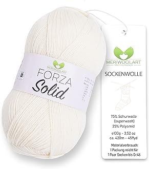 MeriWoolArt® Sock Wool 4-Ply - 100 g Merino Wool Yarn for Knitting & Crocheting, 75% Virgin Wool (Superwash), 25% Polyamide, 420 m - Ideal for Socks for Men and Women, Sweaters & Cardigans 4602