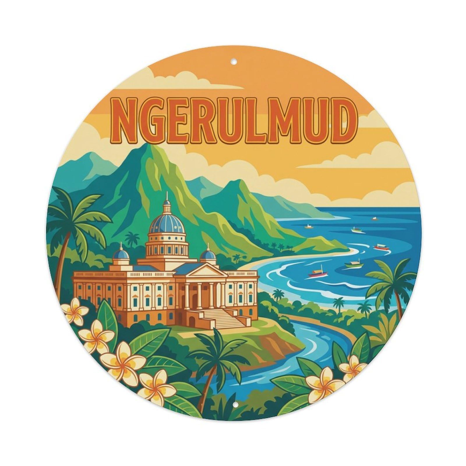 Retro Travel Palau Ngerulmud Metal Tin Sign