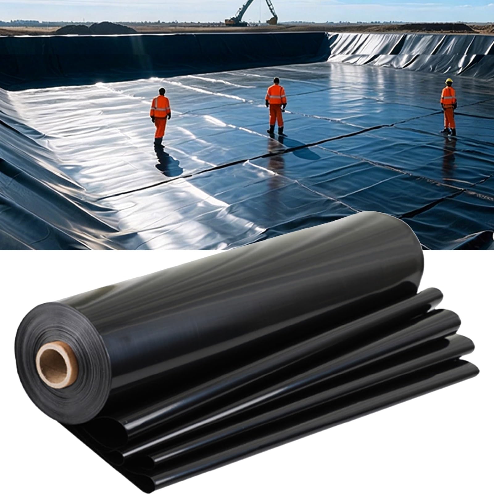 Bâche de bassin noire 7x12 m en membrane flexible pour grand bassin de jardin extérieur
