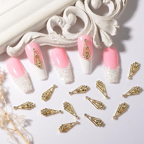 Miniatura 8 de BAIYIYI Abalorios dorados 3D para arte de uñas, diamantes de imitación, forma de corona, con cristales brillantes, diamantes de diseño lujoso,