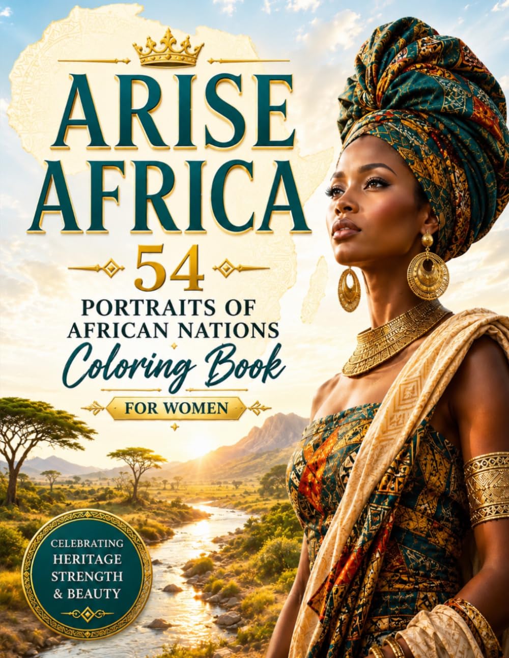 ARISE AFRICA: 54 Portraits of African Nations | Coloring Book for Women