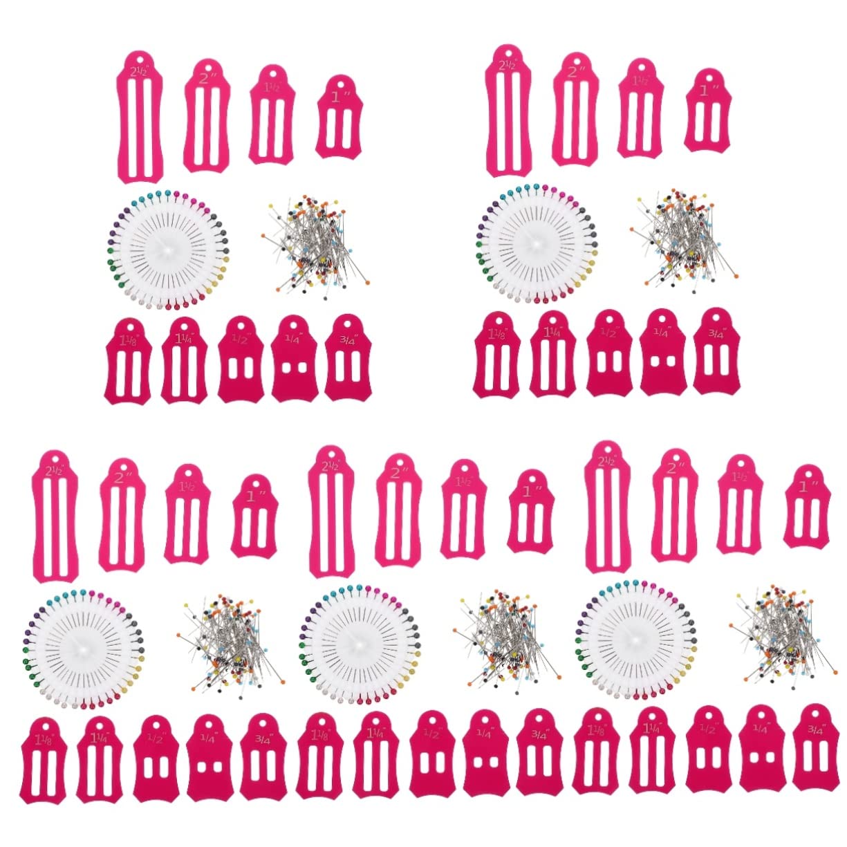 SHINEOFI 5juegos Herramientas De Costura Alfileres y Regla Plegable De Medición y Perlas De Color Para Diseño Textil y Patchwork
