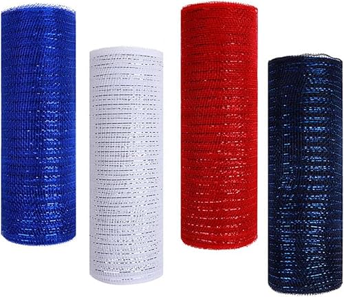 Miniatura 8 de 4 rollos de cinta de malla decorativa para decoración de coronas, 10 pulgadas x 30 pies, rollo de malla decorativa de Navidad, suministros para