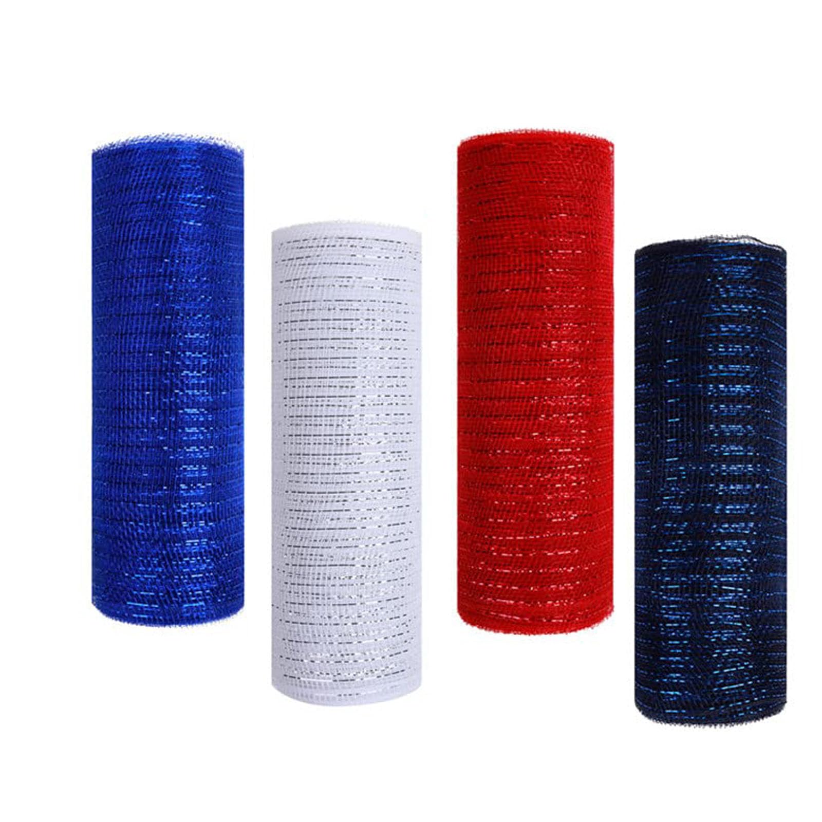 JStnana Deco Mesh Ribbon for Patriotic Wreaths, 10 Inch *30 FT - Red, Blue, White - 4th of July Crafts