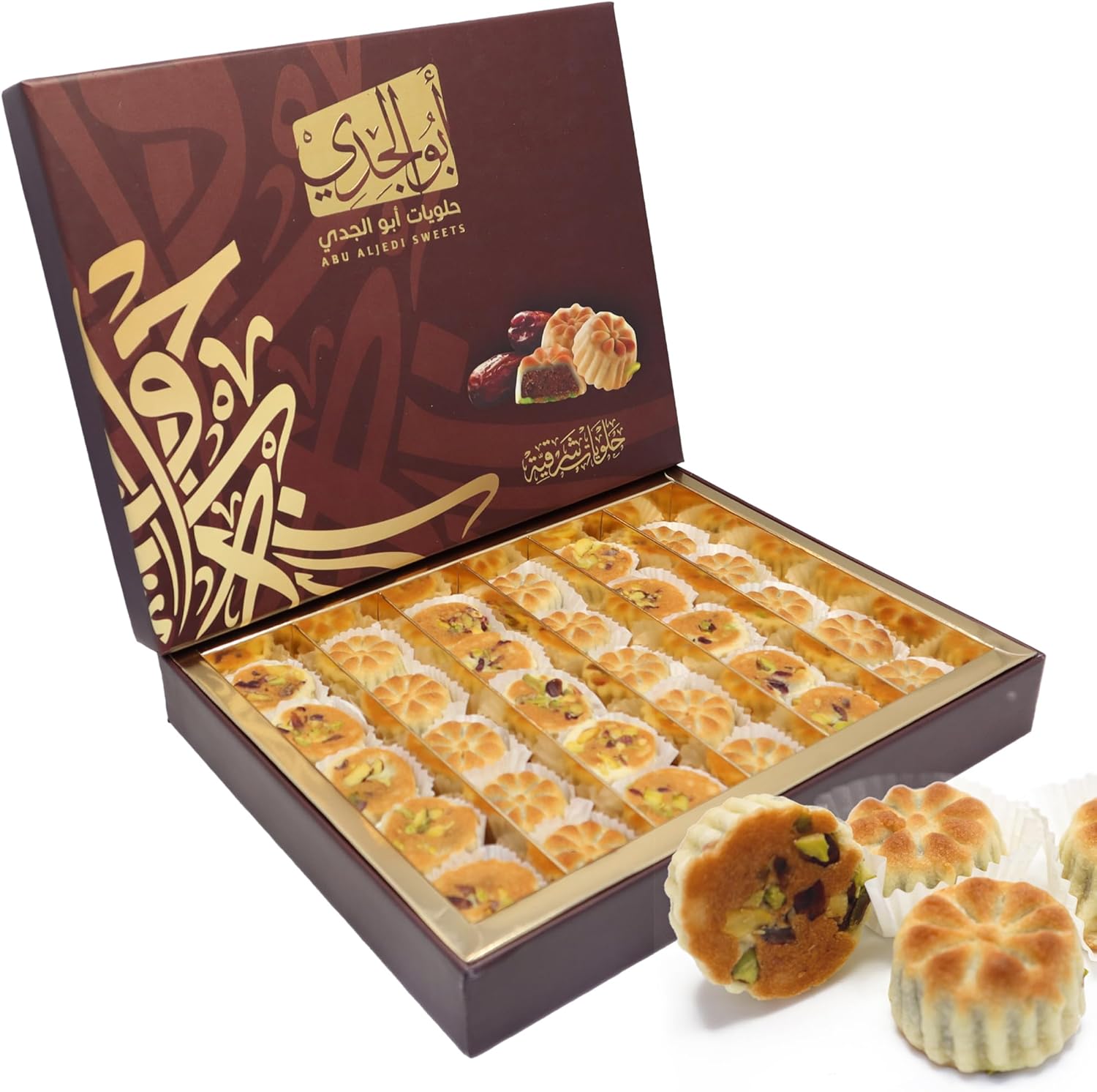 Abu Al Jedi 500g Maamoul Ajwa – Traditional Arabic Cookies with Premium Ajweh Date Filling – Middle Eastern Sweets Gift Box for Eid, Ramadan – Maamoul and Baklawa Assortment – معمول Abu Al Jedi 500g Maamoul Ajwa – Traditional Arabic Cookies with Premium Ajweh Date Filling – Middle Eastern Sweets Gift Box for Eid, Ramadan – Maamoul and Baklawa Assortment – معمول