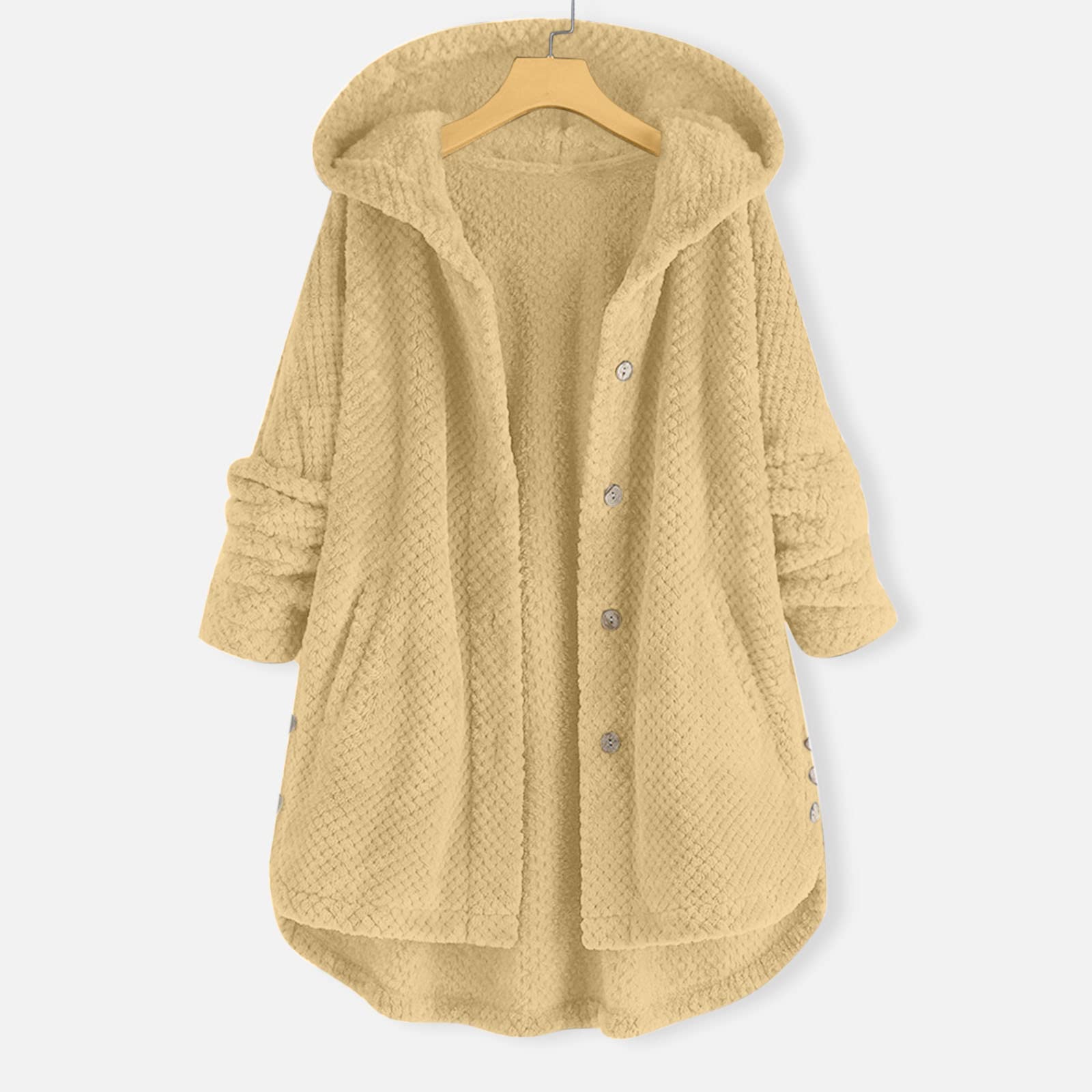 Sweat à capuche en peluche pour femme - Manches longues - Pull à capuche - Manteau d'hiver long - Manteau d'hiver pour femme - Cardigan à capuche en polaire douce - Veste d'hiver épaisse et