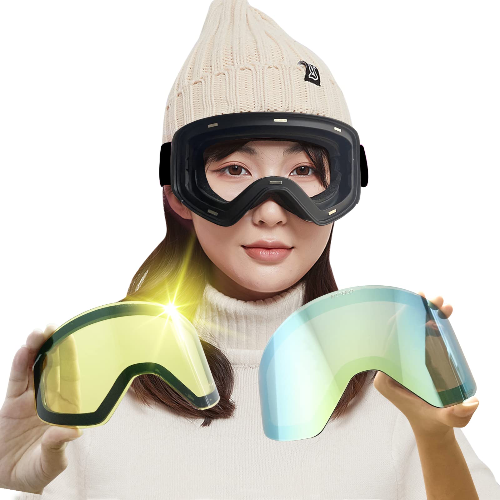 Amazon.co.jp: [NISEKO] スキーゴーグル マグネット レンズ2枚 スノー