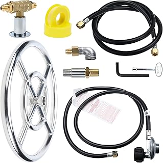 Patioer Fire Pit Installation Kit for Propane Gas Stainless Steel Burner Ring Installation Kit Replacement Parts for Propane Gas Fire Pit, for Firepit Indoor Outdoor Camping Fireplaces, 90000 BTU