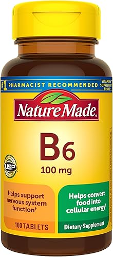 Tabletas de vitamina B6 de 100 mg, 100 unidades para la salud metabólica