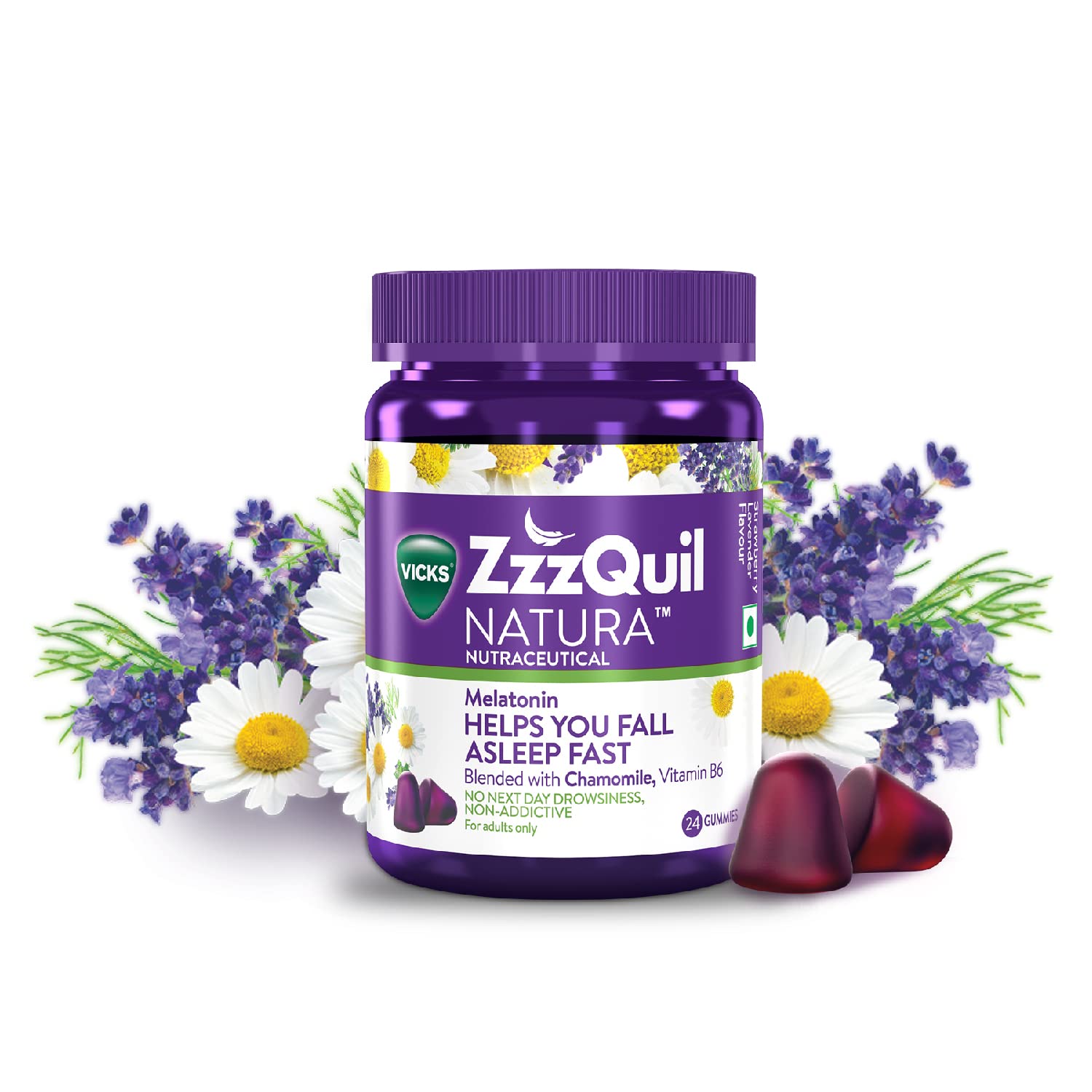 Vicks ZzzQuil Natura, NonAddictive Melatonin Sleep Gummy, Fall Asleep