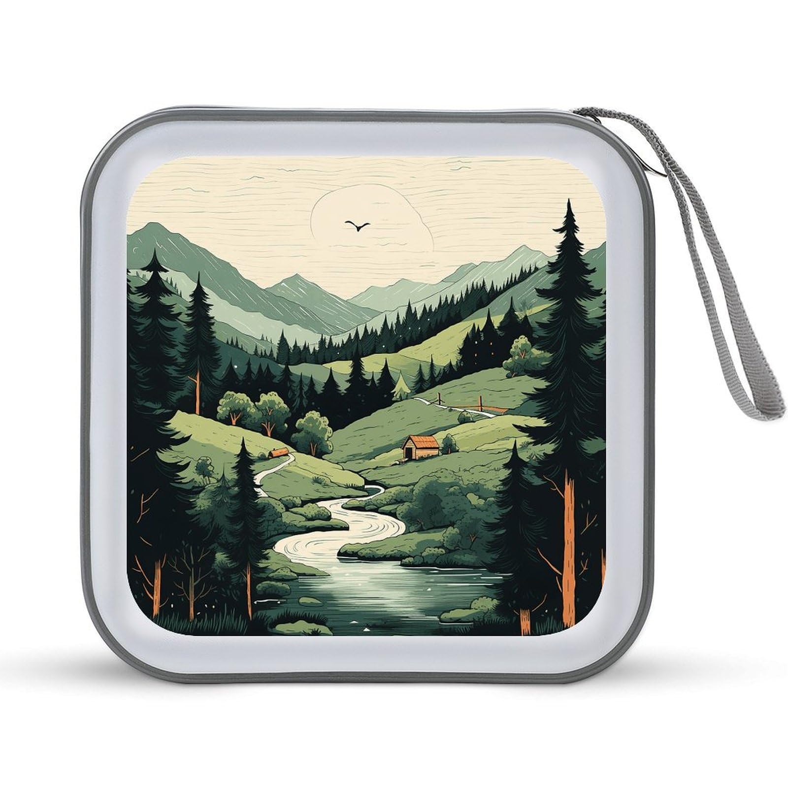 Funda para CD de paisaje carpeta de almacenamiento de DVD rígida bolsa grande para coche
