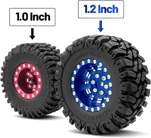 Miniatura 3 de OGRC 1.0 Plus (1.2 pulgadas) Beadlock Ruedas de 0.276 in de desplazamiento negativo llantas SS súper suaves pegajosas para TRX4M SCX24 FCX24 AX24