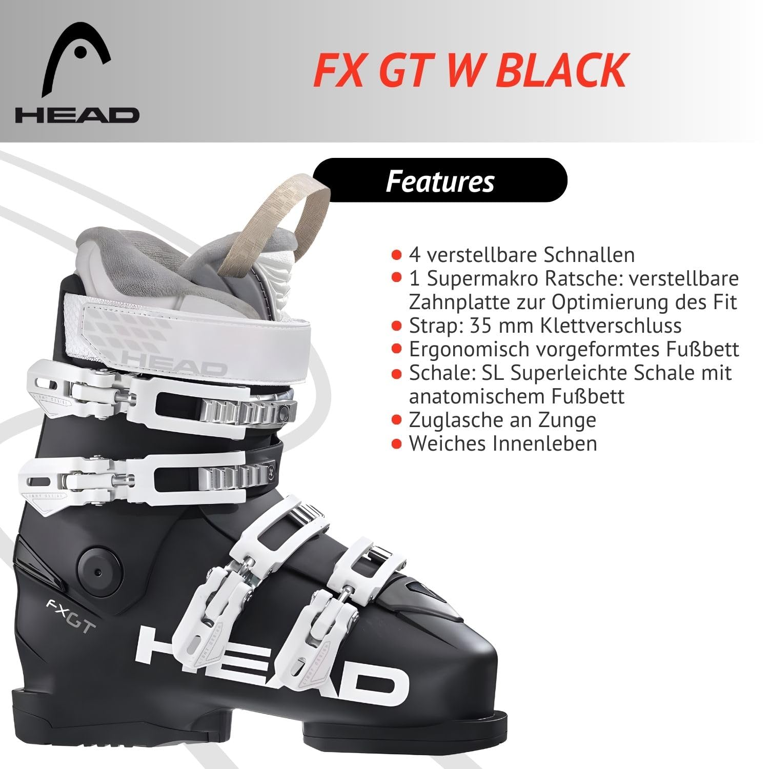 HEAD FX GT W Skischuhe Damen - MP26.5 EU41.5 - All-Mountain Skistiefel mit Flex 50 - breite Passform & Komfort-Innenschuh - für fortgeschrittene bis Gute Fahrer