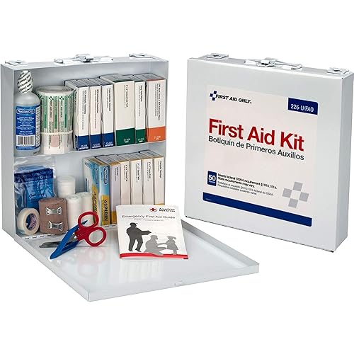 First Aid Only 226-U - Kit de primeros auxilios que cumple con la OSHA, kit de primeros auxilios de emergencia para 50 personas para negocios,