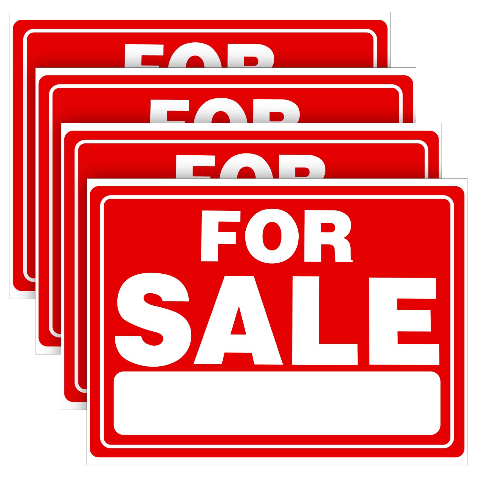 4 Pack Large For Sale Sign Car Window 12.40" X 9.25" Self-Adhesive Vinyl Decal Waterproof Automotive Sale Signs For Vehicles, Boats, And Homes Large Space For Handwriting Vinyl Sticker Signs Red