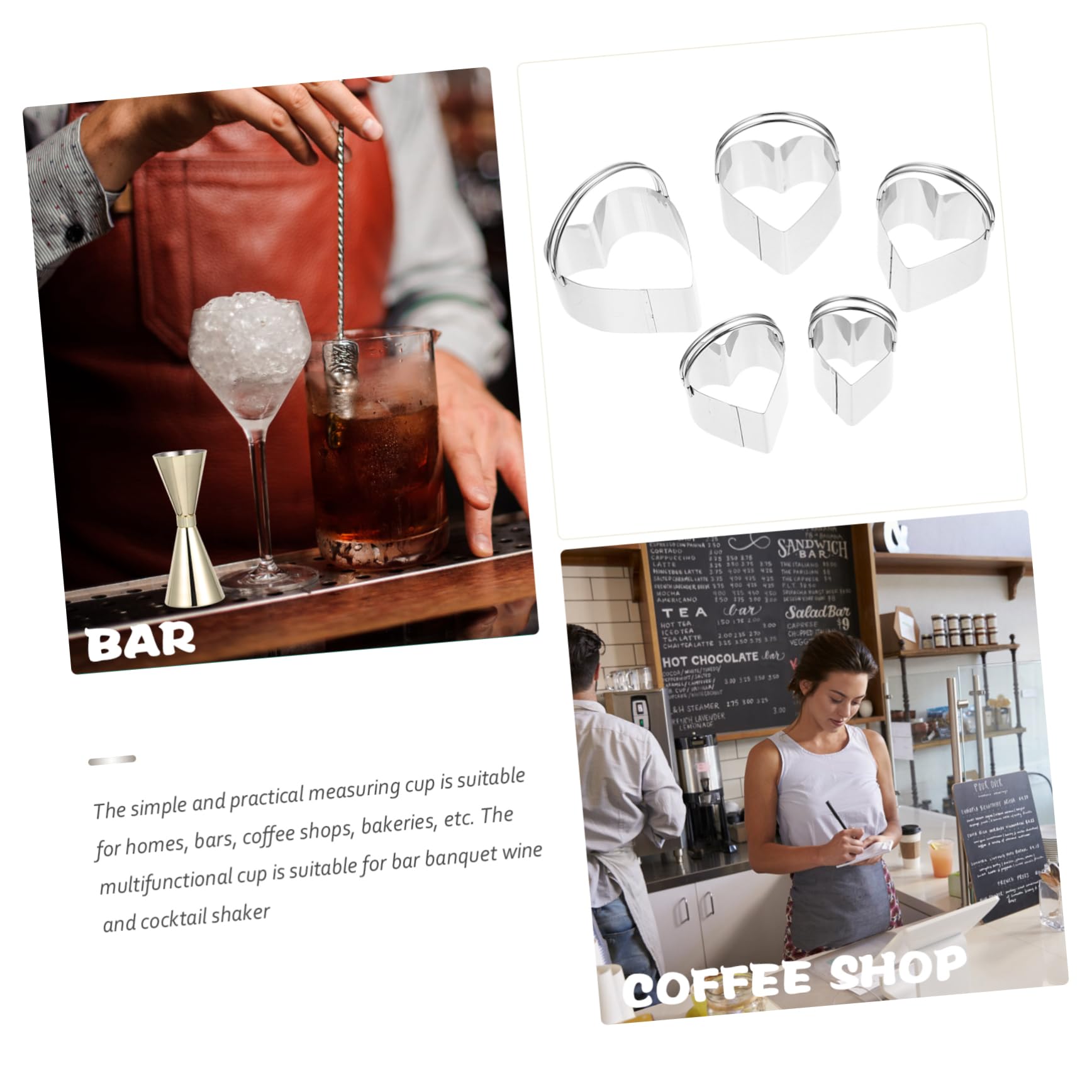 BESTonZON 3 Pièces Mesureur De Vin Doseur à Cocktail Mesures Du Double Jigger Doseur à Martini Appareil De Mesure Du Vin Jigger De Barman Shaker Acier Inoxydable Gadgets Double Tête