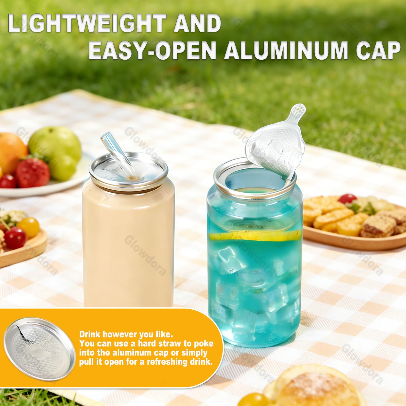 Pack De 100/200 Botellas De Plástico Pet Con Tapa, Formato Lata, 55mm De Diámetro, Capacidades: 250ml, 300ml Y 500ml. Envases Para Batidos, Café, Cerveza O Zumo De Manzana 500ml/6.7in(100sets)