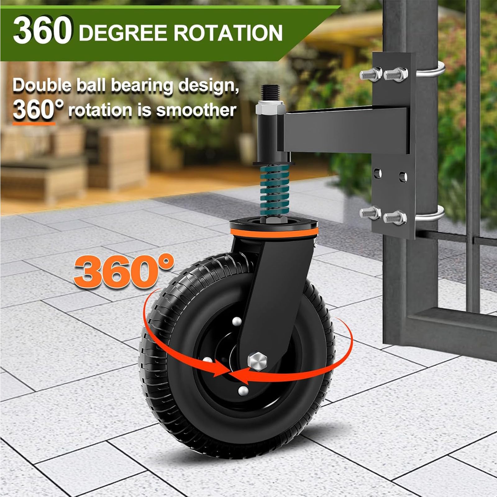 Rueda de Puerta de Valla de Compuerta de Tubo Metálico 600lb 360 Grados 20cm