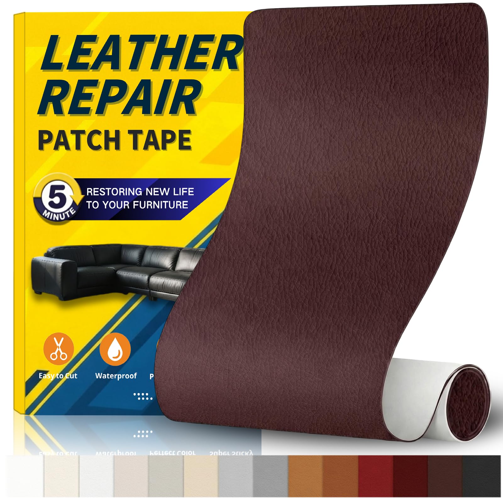 Gelaisi Leder Reparatur Set, Kunstleder Selbstklebend, Kunstleder-Reparaturset