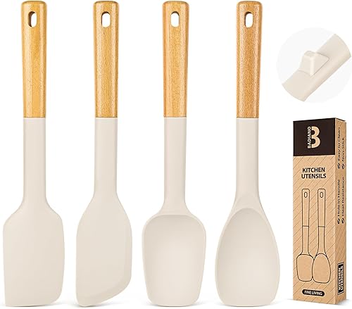 Juego de cucharas de espátula de silicona, ideal para mezclar, plegar, raspar y esparcir, silicona mate resistente sin BPA, cuchara de goma con