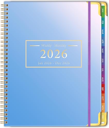 Planner -2026, Hardcover Weekly & Monthly Calendar Planner, January 2026 - December 2026, 8.5" x 11", Daily Agenda Book with Colorful Tabs, College Organizer Notebook, School & Work Supplies for Student Teacher Classroom