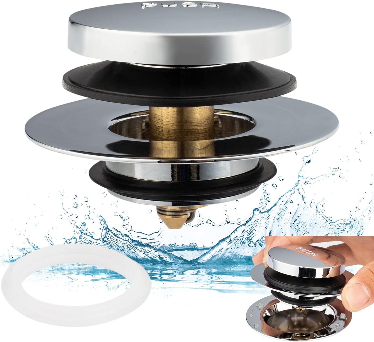 Artiwell Universal Tip Toe Bath Drain Stopper and Cover, Bathtub Drain Stopper, Replaces Lift and Turn, Tip-Toe and Trip Lever drains for Tub, EZ Installation and Clearing (Chrome Plated) Artiwell Universal Tip Toe Bath Drain Stopper and Cover, Bathtub Drain Stopper, Replaces Lift and Turn, Tip-Toe and Trip Lever drains for Tub, EZ Installation and Clearing (Chrome Plated)