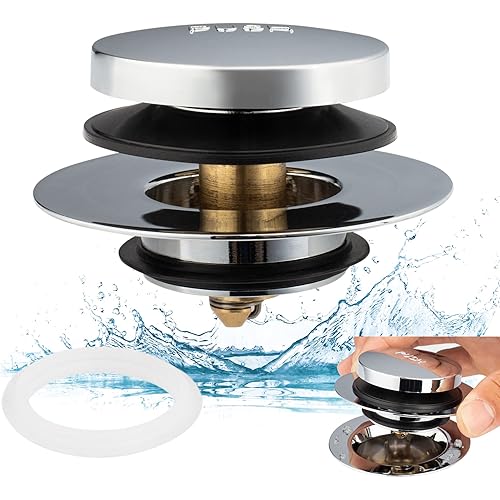 Artiwell Universal Tip Toe Bath Drain Stopper and Cover, Bathtub Drain Stopper, Replaces Lift and Turn, Tip-Toe and Trip Lever drains for Tub, EZ Installation and Clearing (Chrome Plated)