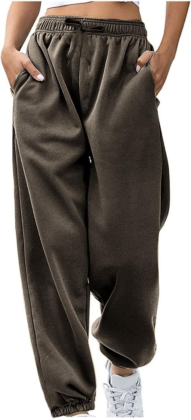 Womens Casual Joggers Cotton Sweatpants,Women Solid Color Trendy Athletic Pants,High Waisted Cute Sport Clothes