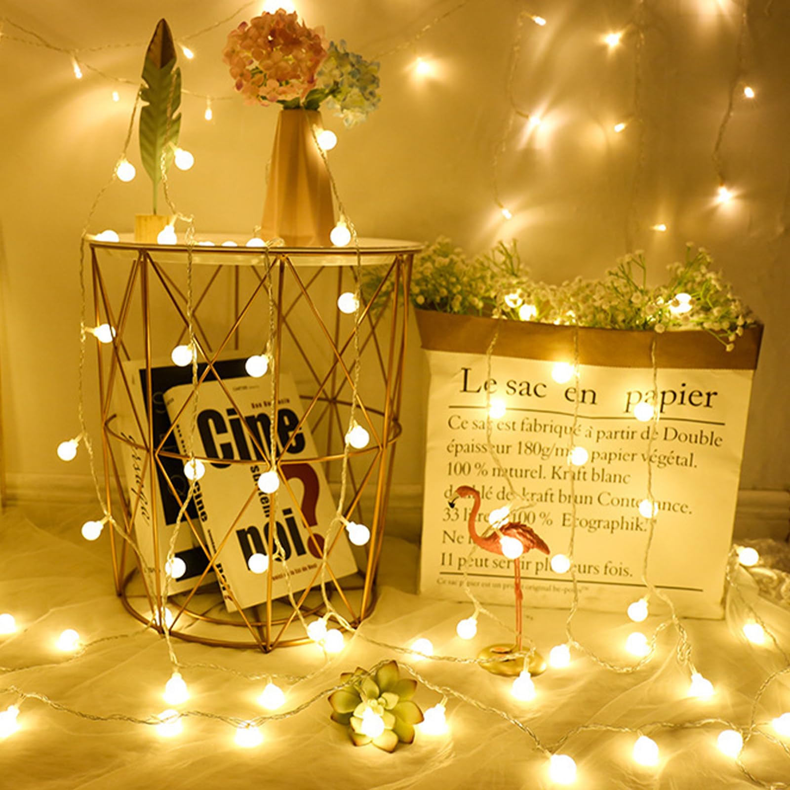 KOBOKO Lichterkette Mit Kristallkugeln - 3m 30 LED Batteriebetrieben Für Zuhause & Garten