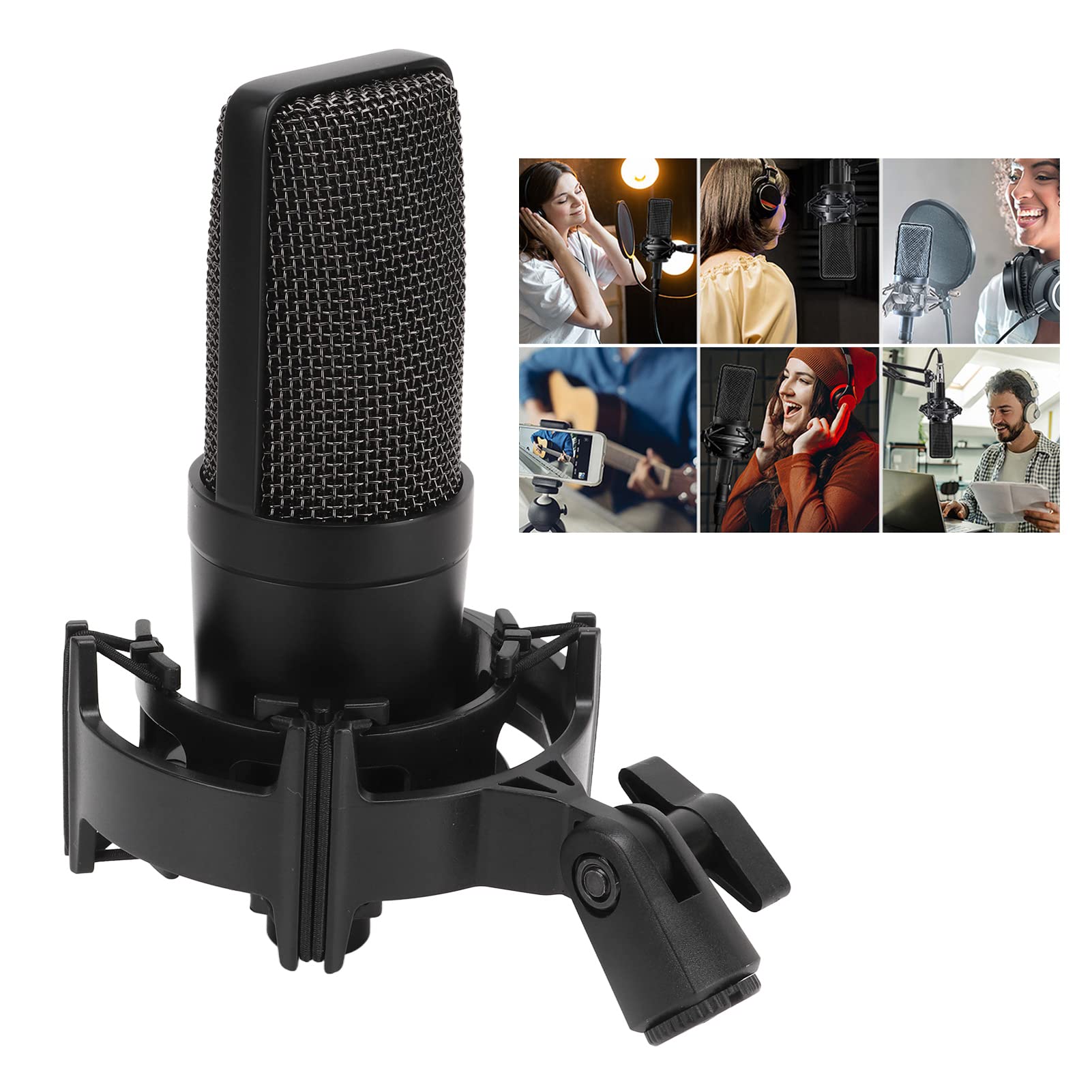 Mikrofon, Mikrofon Przewodowy Mikrofon Kardioidalny Cnser z Mocowaniem Amortyzującym do S Podcasting Streaming Broadcasting Asmr