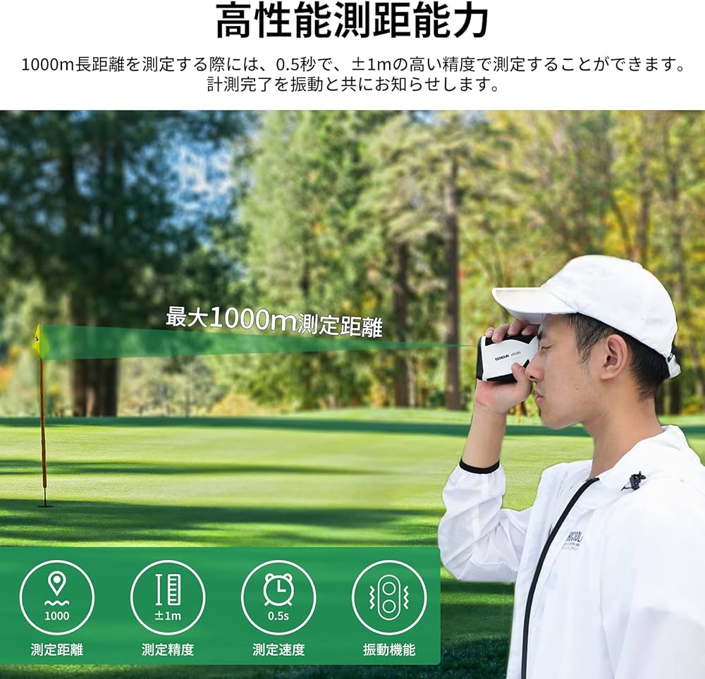 Amazon.co.jp: EENOUR ゴルフ レーザー距離計 1000m 0.5秒 高速