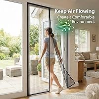 Vista 5 de Puerta mosquitera magnética, malla autosellante resistente, barrera contra insectos manos libres, apta para mascotas y niños