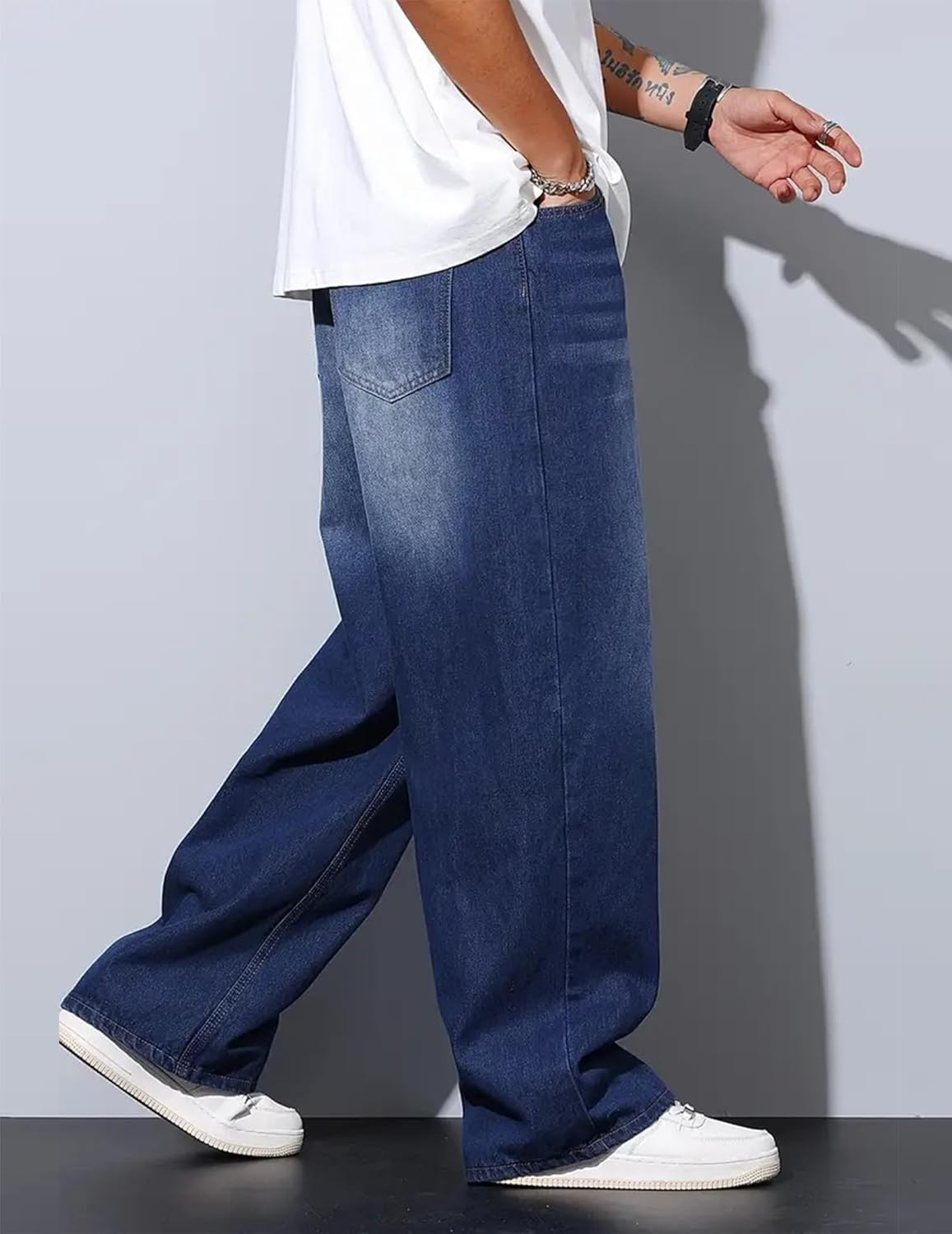Men's Baggy Jeans Y2K Vintage Wide Leg Denim Pants Hip Hop Skater Jeans Loose Fit Trousers 2000s Streetwear - Image 4