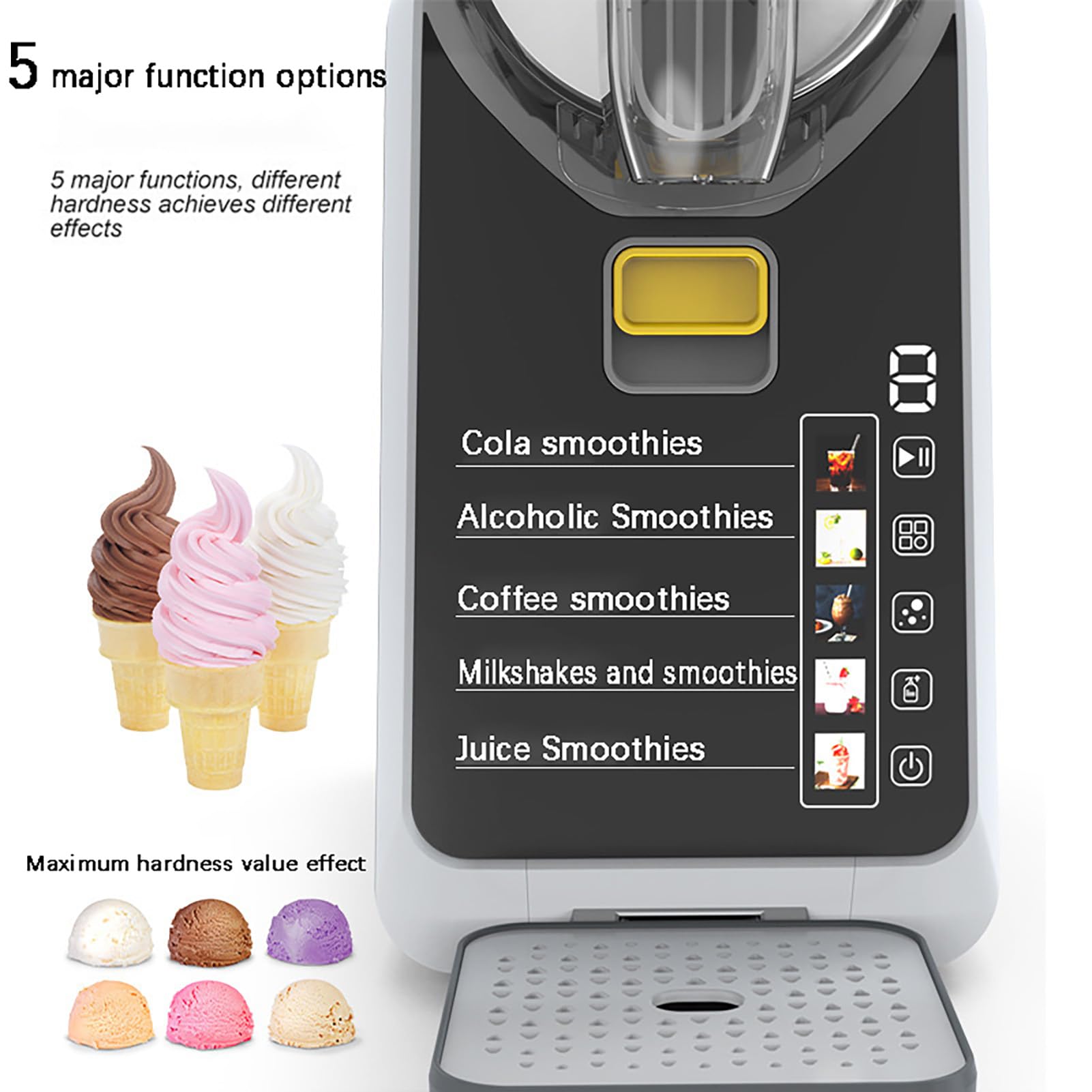 Máquina Comercial De Granizina Uso Doméstico: Fabricante Bebidas Congeladas Con Enfriamiento Rápido, Limpieza Automática, 2l 5 Programas Preestablecidos Para Batidos, Batid(Size:220V-240V,Color:Black)