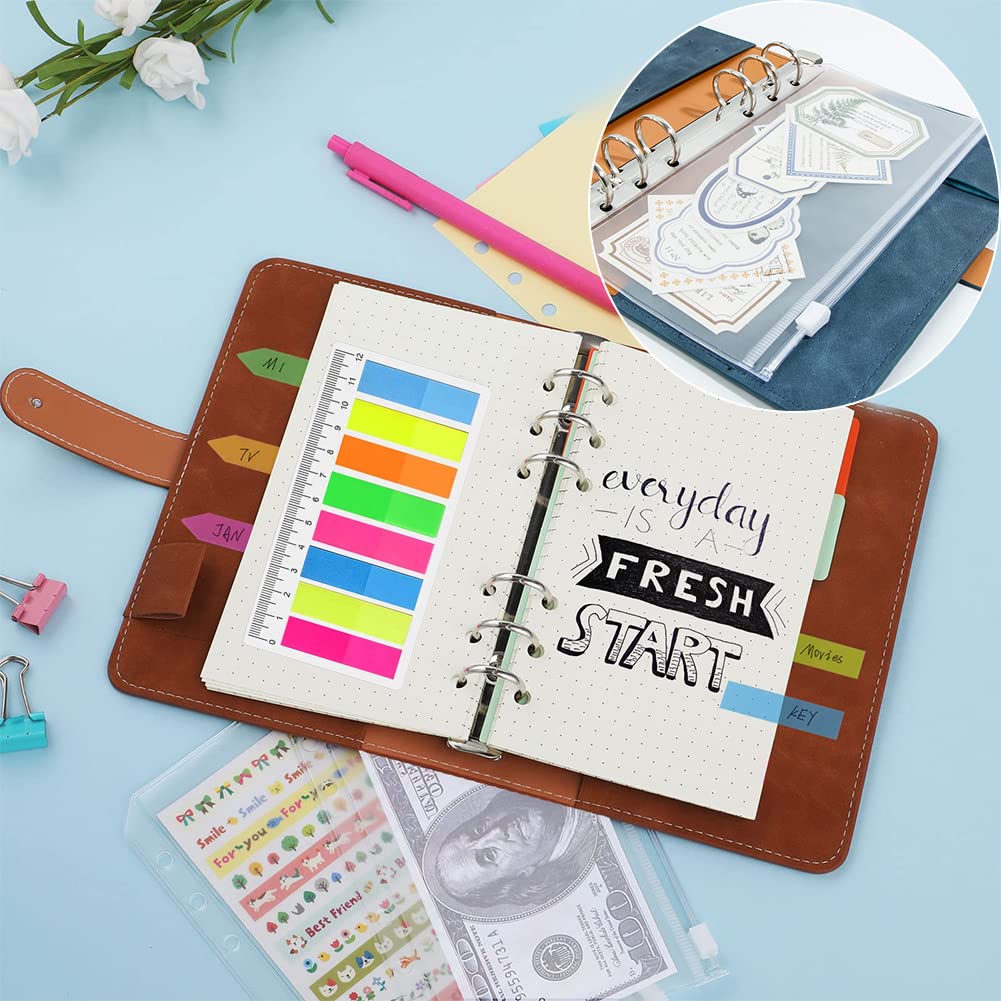Comioke Lot de feuilles de notes rechargeables A6 classeur à anneaux 6 trous