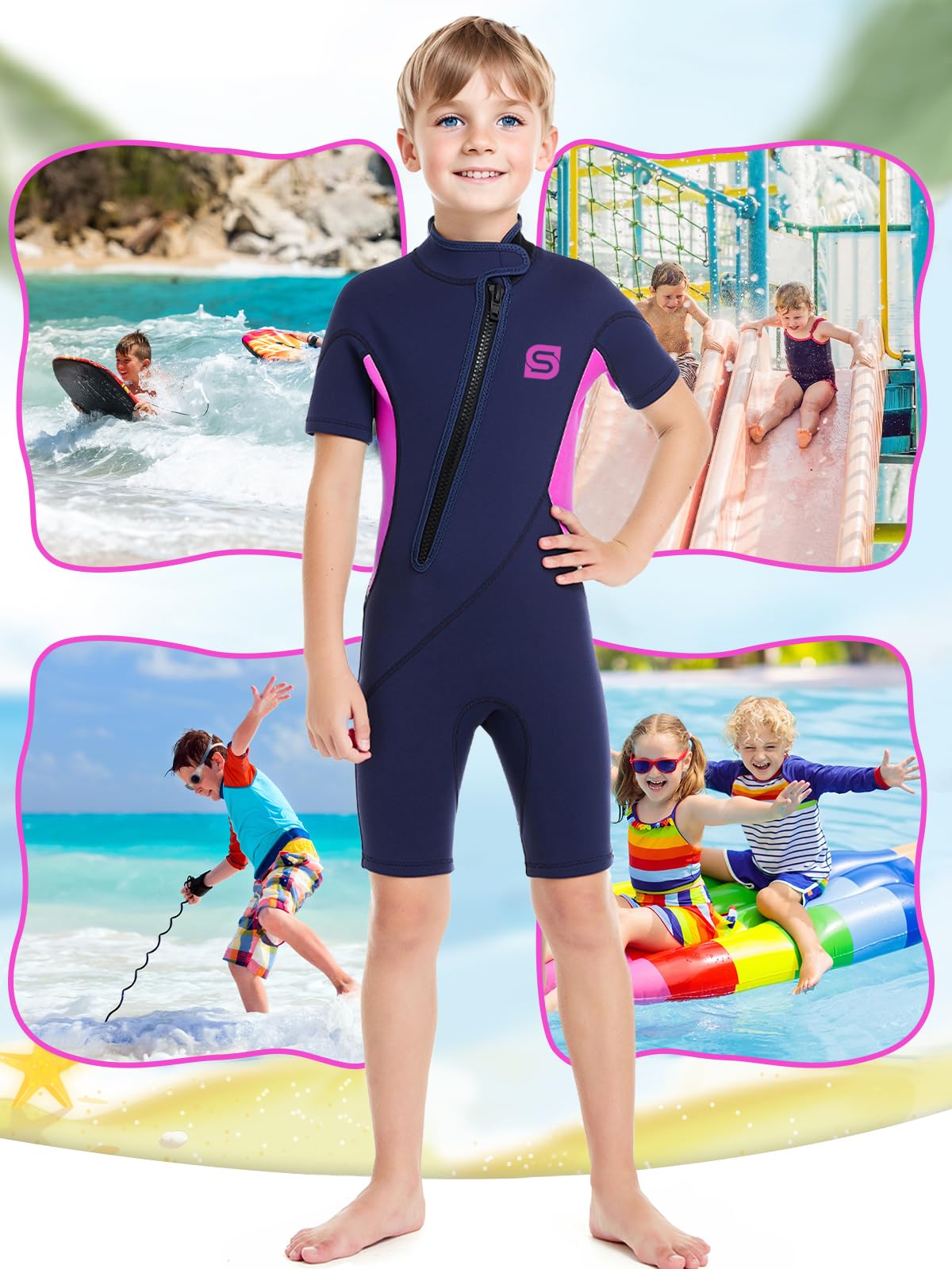 Summshall Kids Wetsuit, 2mm Girls Boys Shorty Wetsuits - Image 4