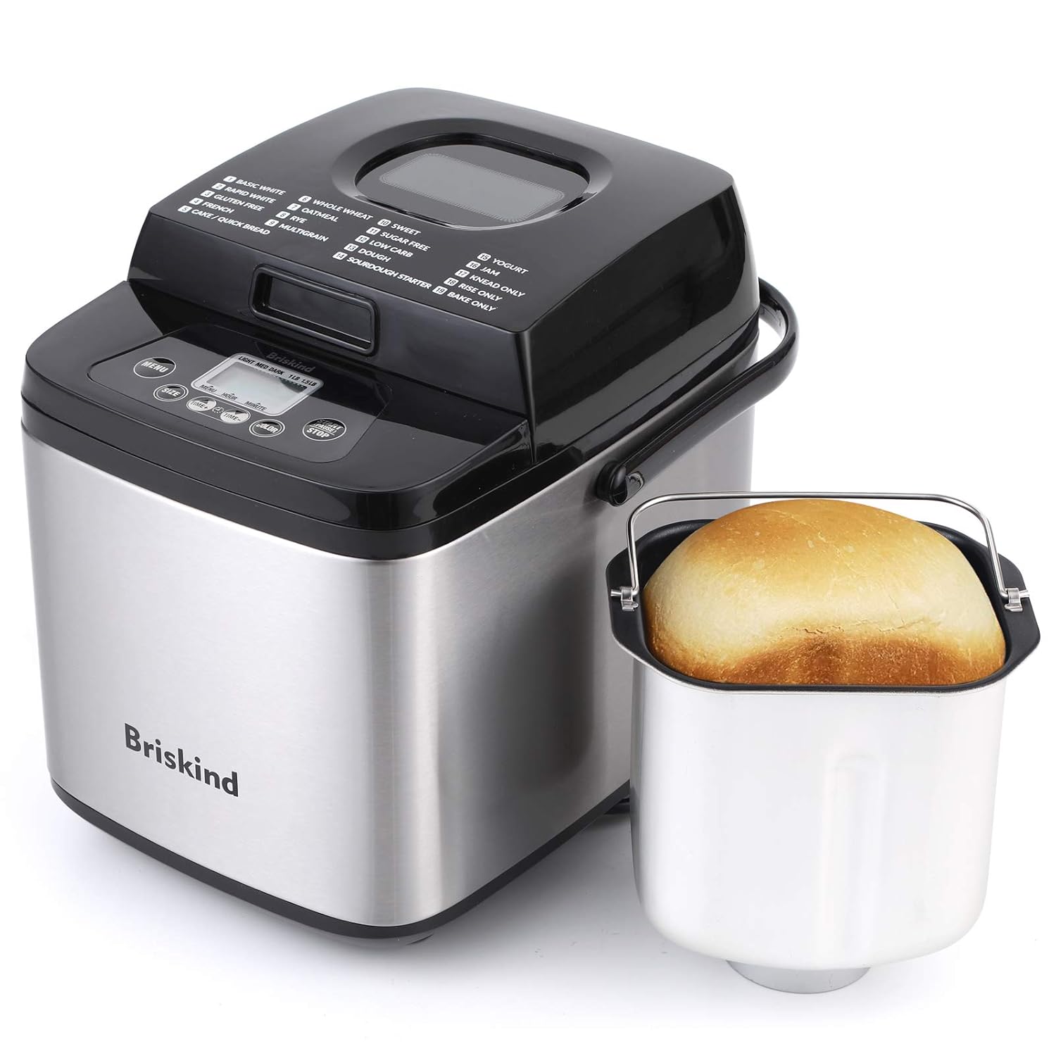 19-in-1 Compact Bread Maker Machine, 1.5 lb / 1 lb Loaf Small Breadmaker with Carrying Handle, Including Gluten Free, Dough, Jam, Yogurt Menus, Bake Evenly, Automatic Keep Warm, 3 Crust Color image 1