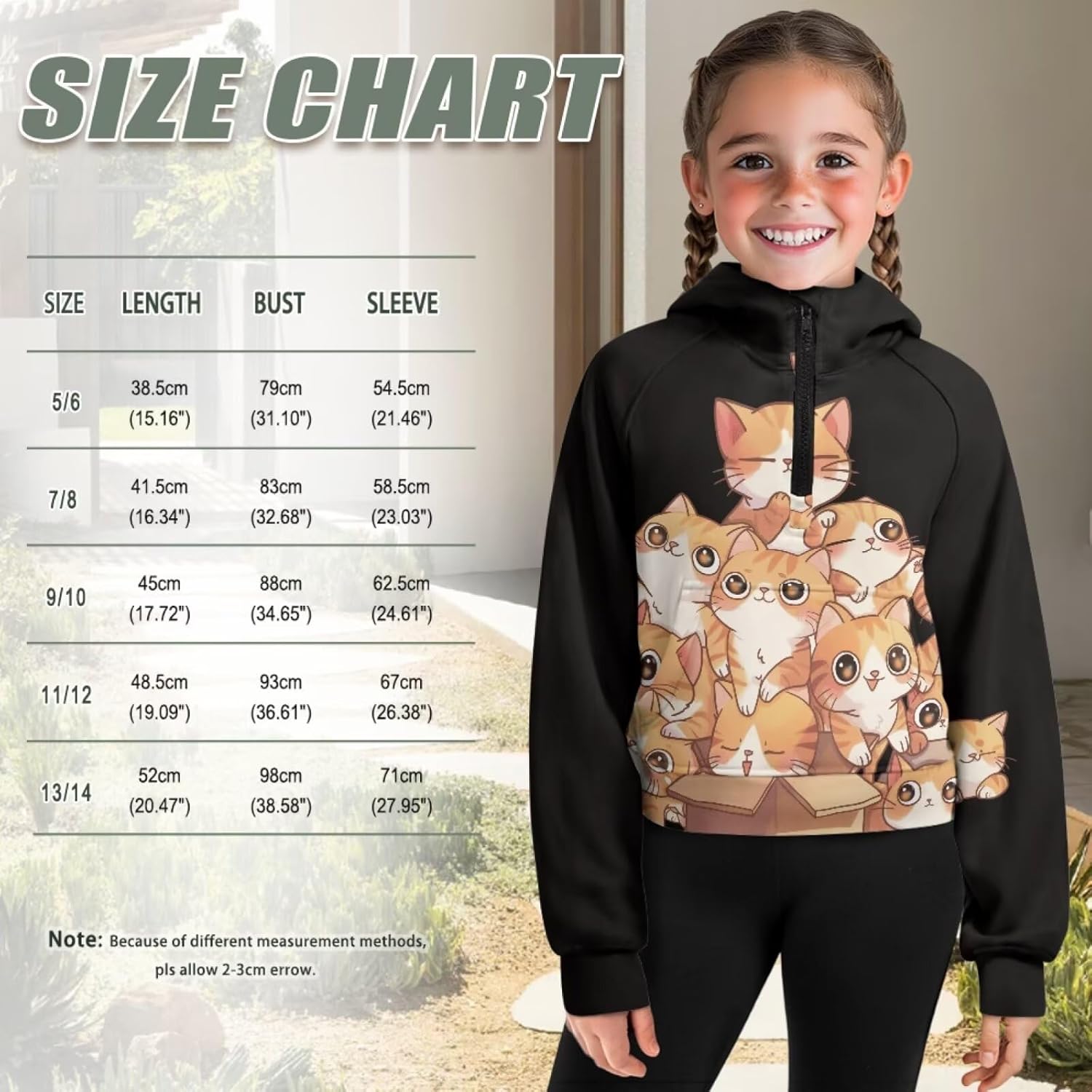 Girls Zip Up Sweatshirt Cropped Hoodies with Pocket for Kids Teens Trendy Clothes Long Sleeve Pullover Fall Jacket
