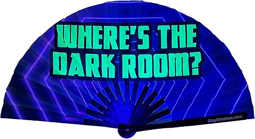 Miniatura 2 de PandaTak Pride Festival - Ventilador de mano grande de bambú de 13 pulgadas, plegable con tinta reactiva UV, divertido accesorio para fiestas,