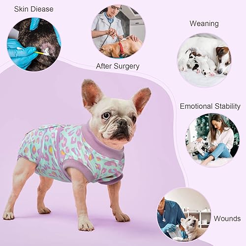 Miniatura 6 de Kuoser Traje de recuperación quirúrgica para perros y gatos, camisa de recuperación con estampado de leopardo para mascotas después de la cirugía
