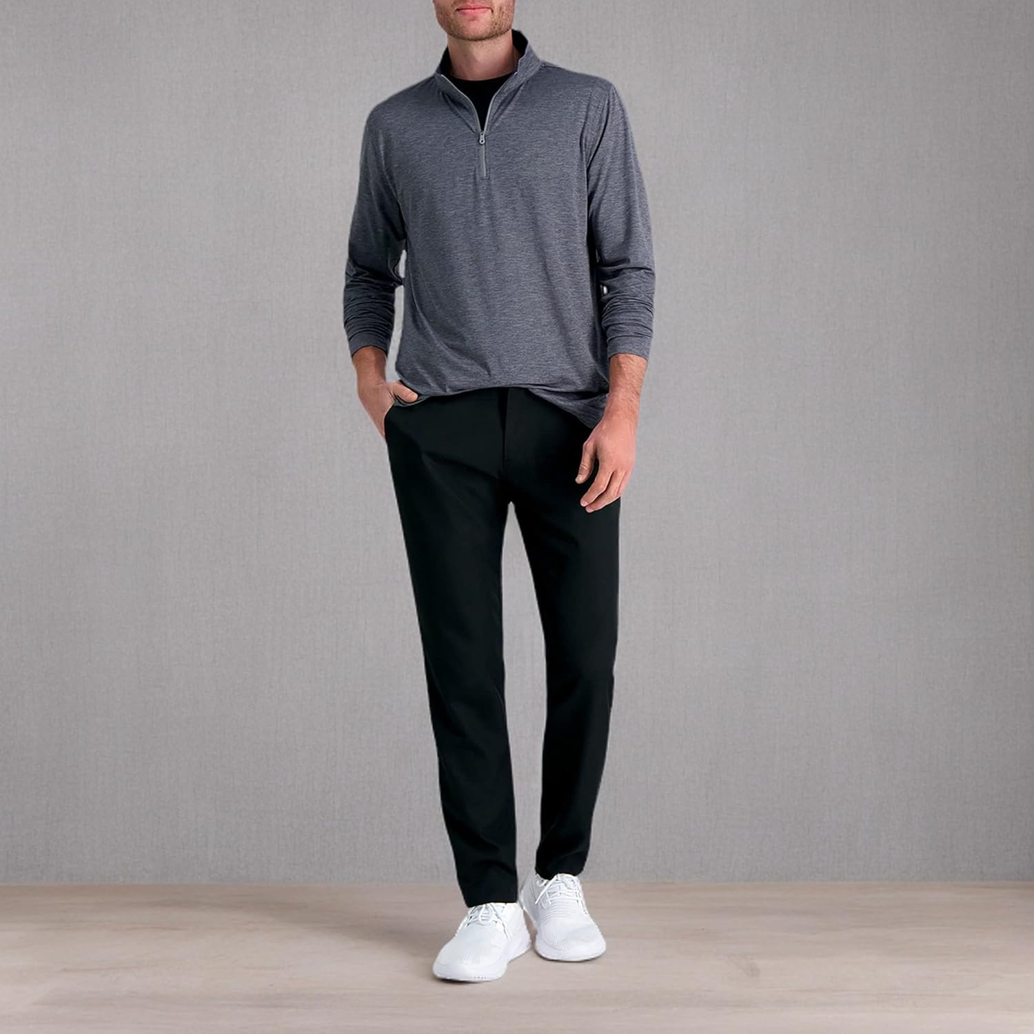 Haggar Mens The Active Series Tech Jersey Stretch Quarter Zip - Image 6