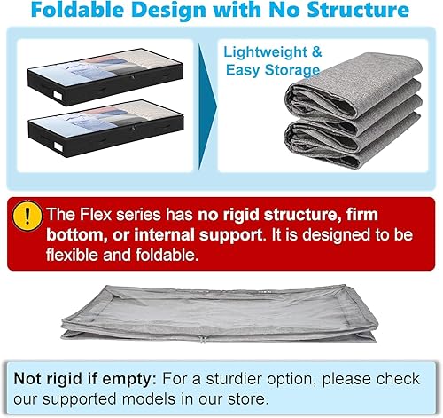 Miniatura 6 de Cajón de almacenamiento bajo de 4 pulgadas para debajo de la cama, paquete de 2 contenedores ligeros para almacenamiento de ropa debajo de la cama